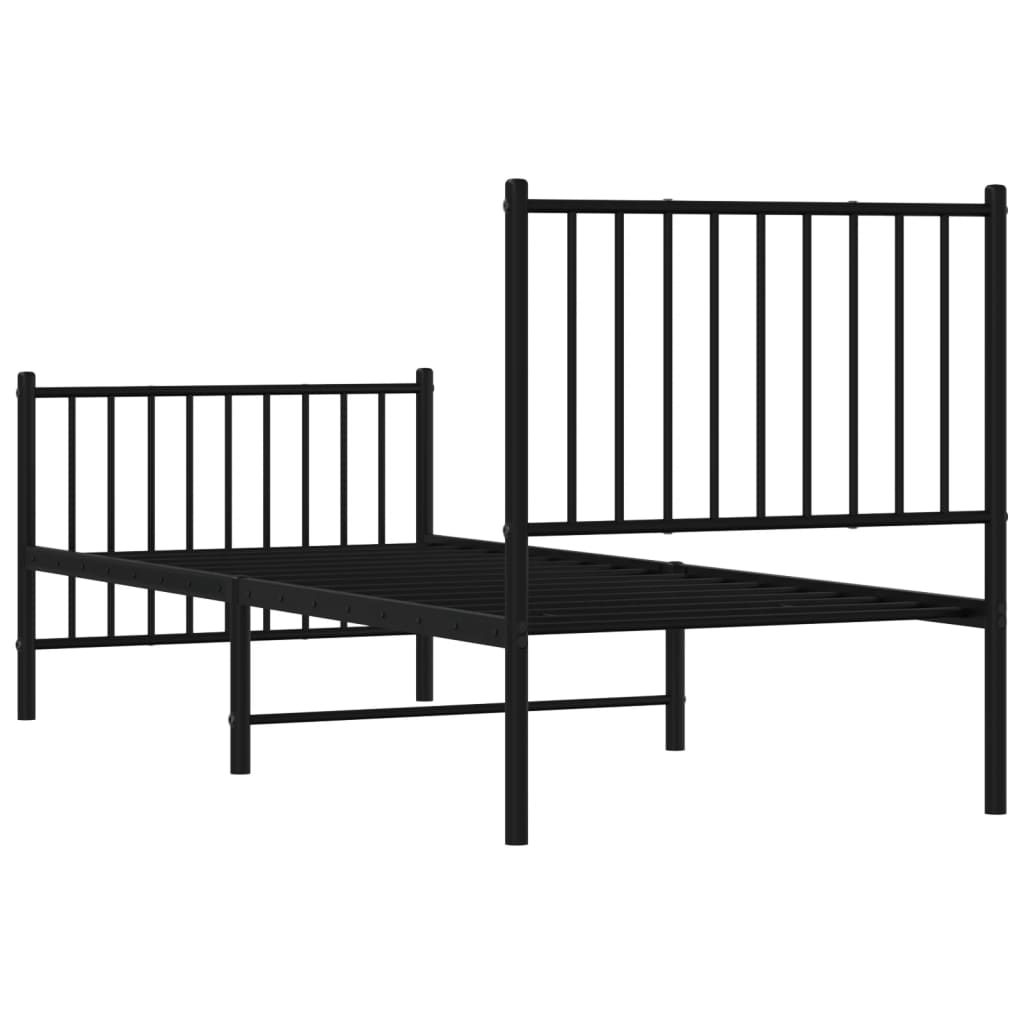 Cadre de lit métal sans matelas avec pied de lit noir 80x200 cm - XIOS