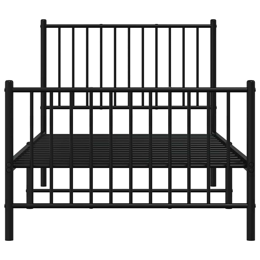 Cadre de lit métal sans matelas avec pied de lit noir 90x190 cm - XIOS