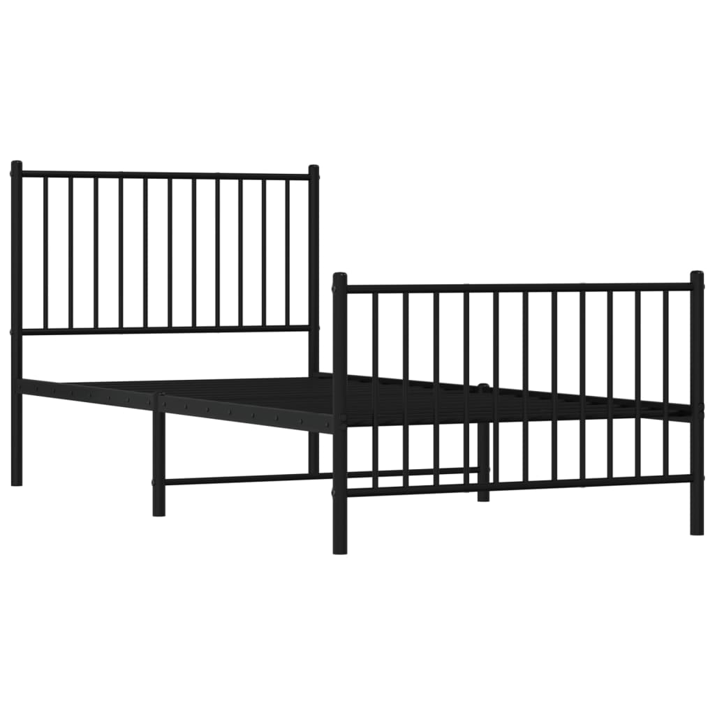 Cadre de lit métal sans matelas avec pied de lit noir 90x200 cm - XIOS
