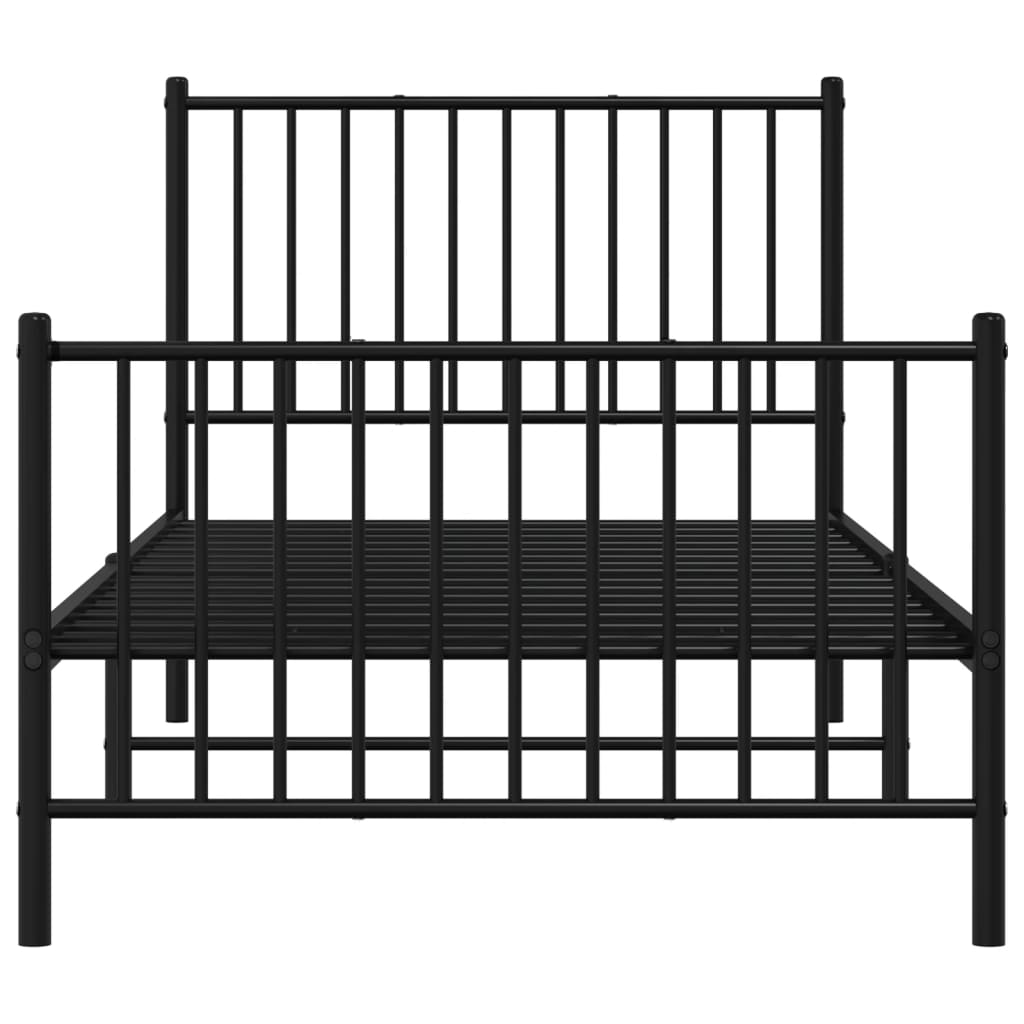 Cadre de lit métal sans matelas avec pied de lit noir 90x200 cm - XIOS