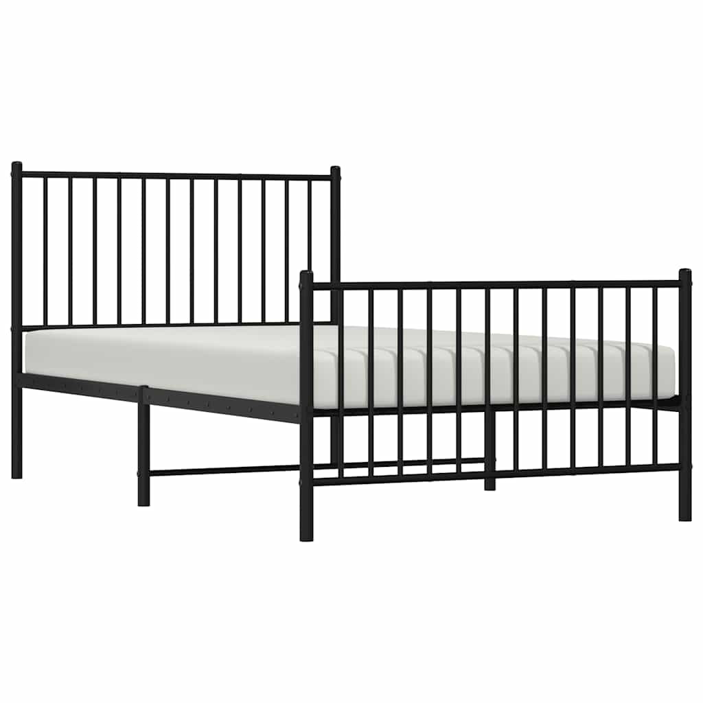 Cadre de lit métal sans matelas avec pied de lit noir 100x190cm - XIOS