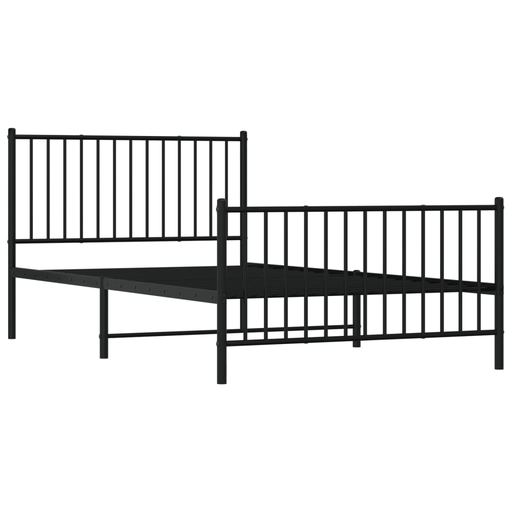 Cadre de lit métal sans matelas avec pied de lit noir 107x203cm - XIOS