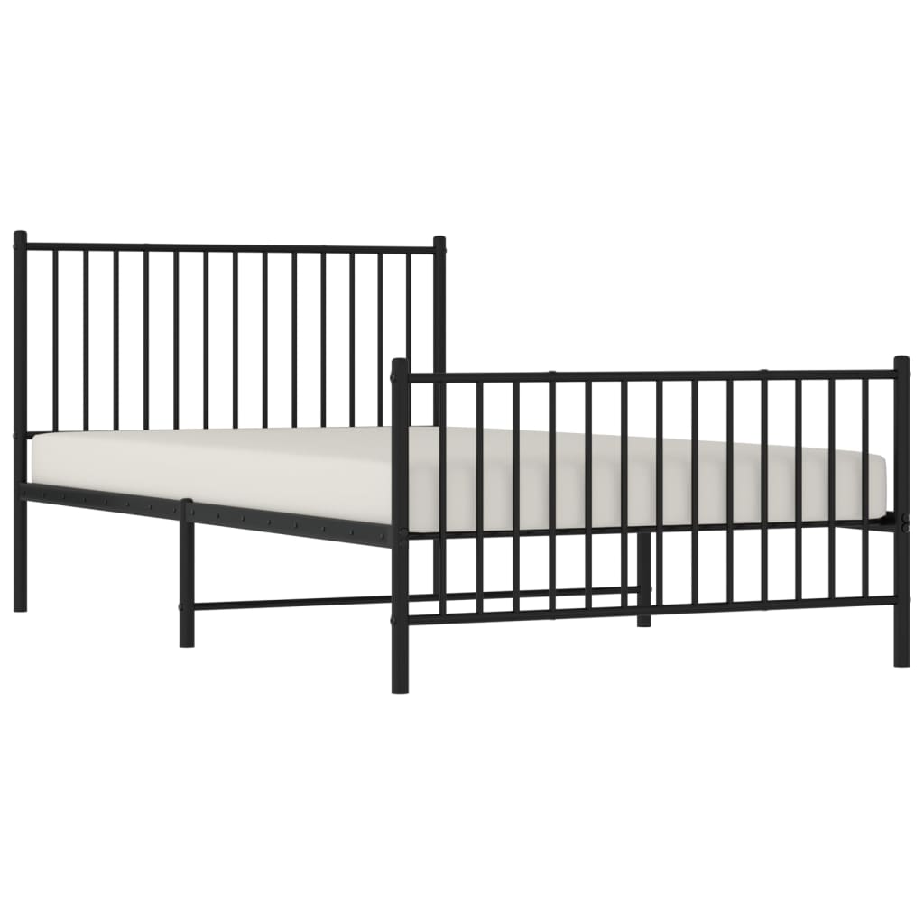 Cadre de lit métal sans matelas avec pied de lit noir 107x203cm - XIOS