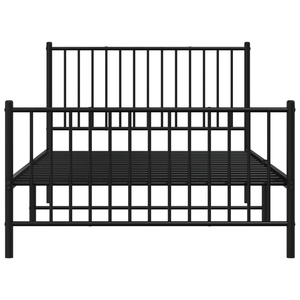 Cadre de lit métal sans matelas avec pied de lit noir 107x203cm - XIOS