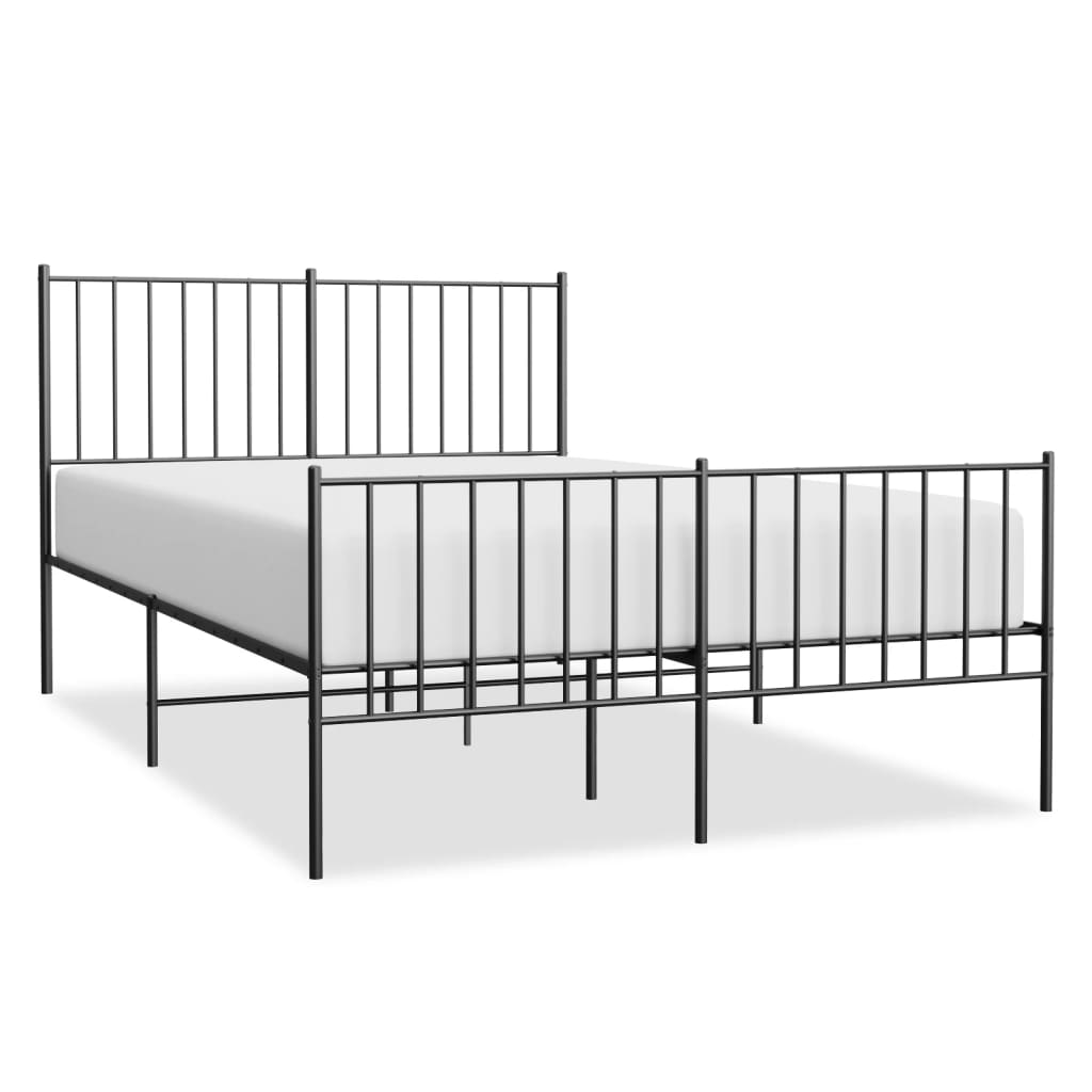 Cadre de lit métal sans matelas avec pied de lit noir 120x190cm - XIOS