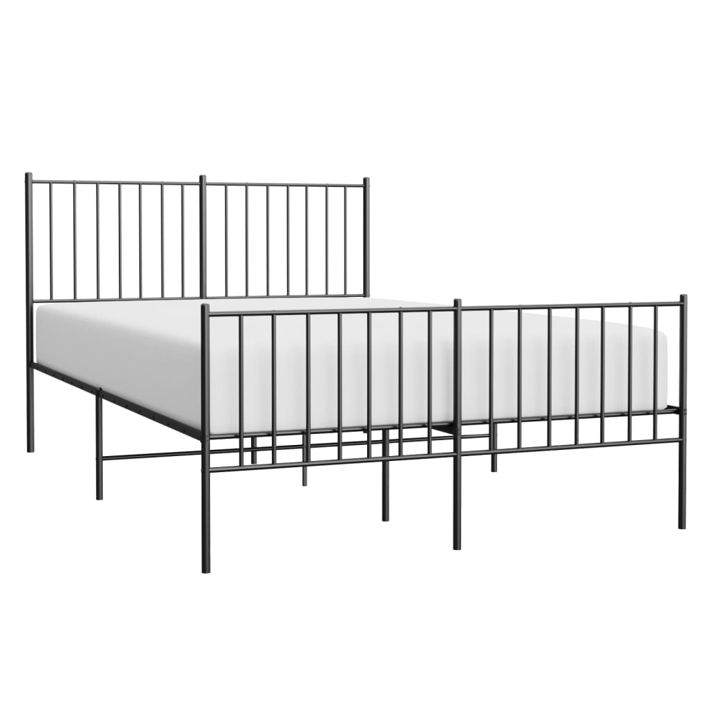 Cadre de lit métal sans matelas avec pied de lit noir 120x190cm - XIOS