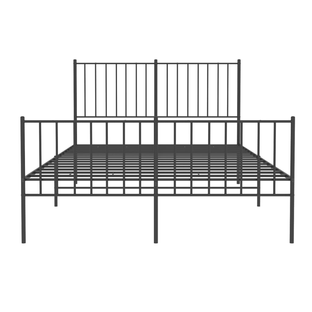 Cadre de lit métal sans matelas avec pied de lit noir 120x190cm - XIOS