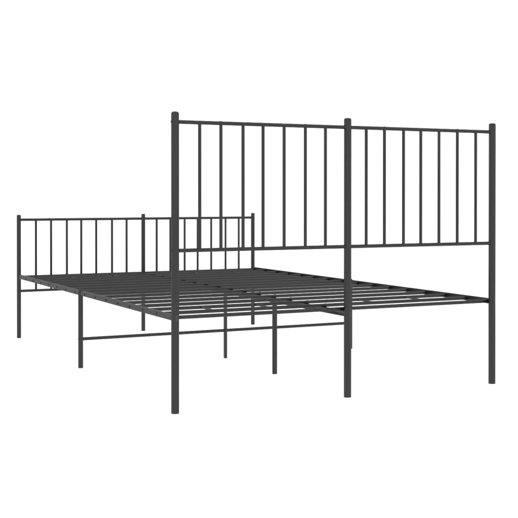 Cadre de lit métal sans matelas avec pied de lit noir 120x190cm - XIOS