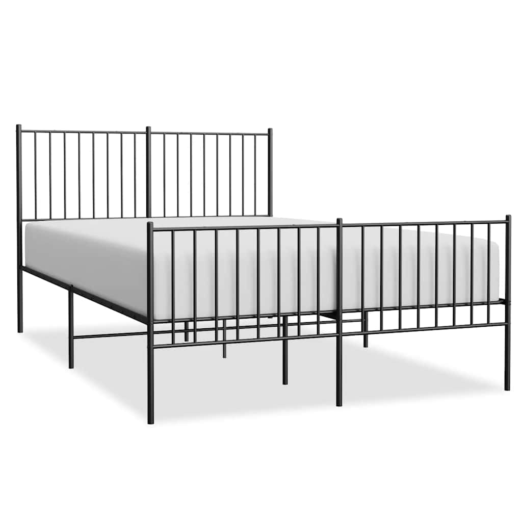 Cadre de lit métal sans matelas avec pied de lit noir 135x190cm - XIOS