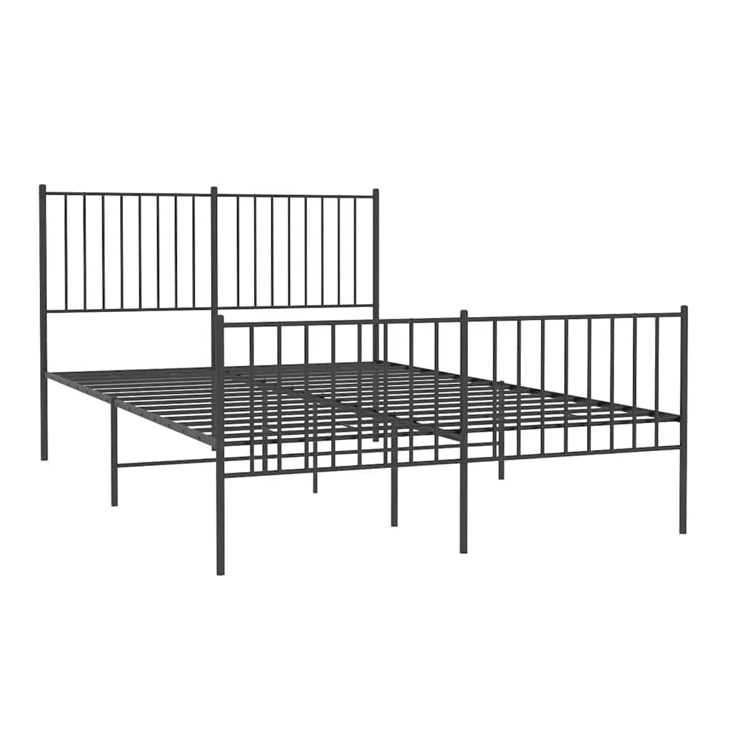 Cadre de lit métal sans matelas avec pied de lit noir 135x190cm - XIOS