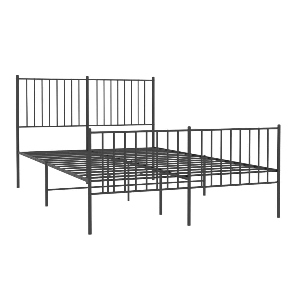 Cadre de lit métal sans matelas avec pied de lit noir 140x190cm - XIOS