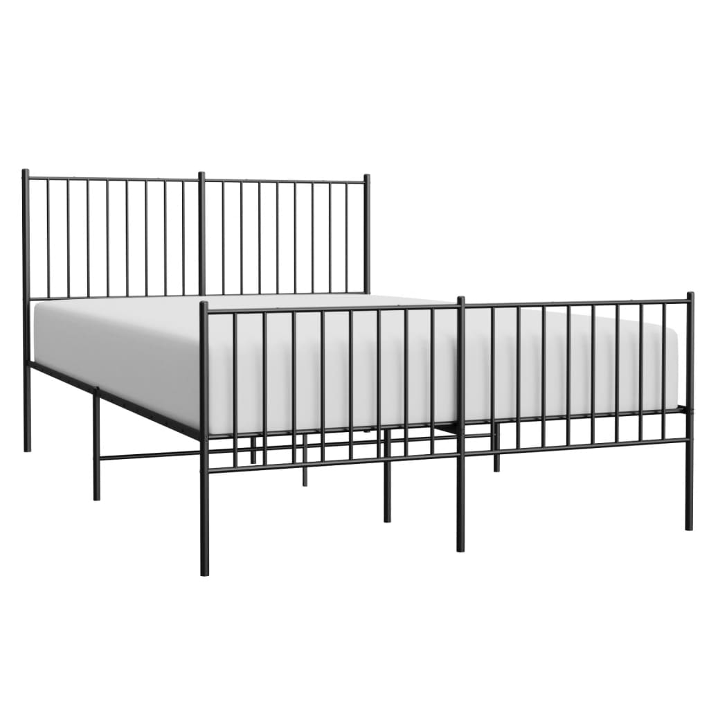 Cadre de lit métal sans matelas avec pied de lit noir 140x190cm - XIOS