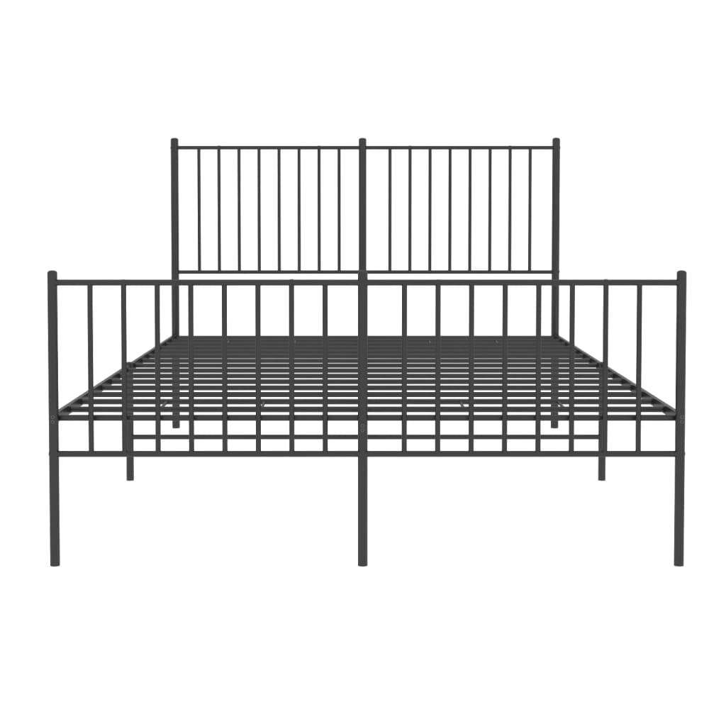 Cadre de lit métal sans matelas avec pied de lit noir 140x200cm - XIOS