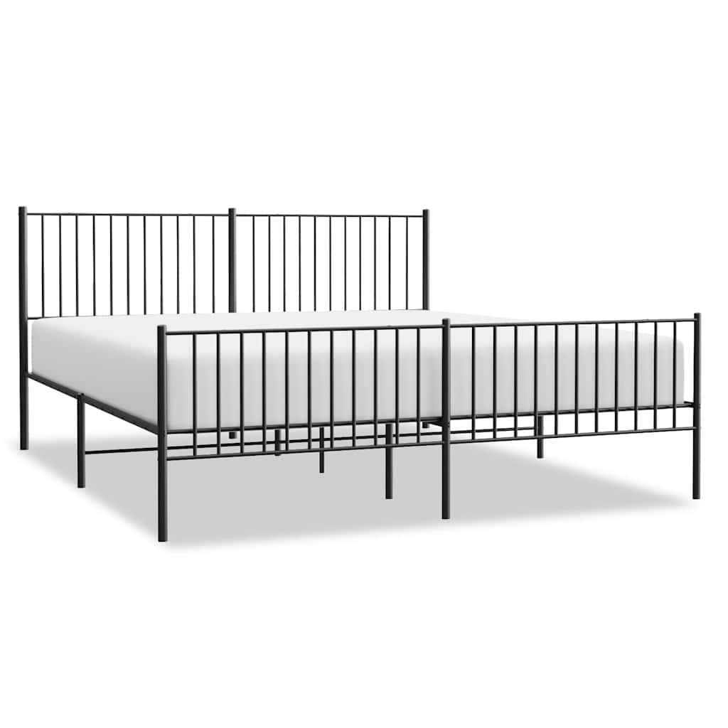 Cadre de lit métal sans matelas avec pied de lit noir 183x213cm - XIOS