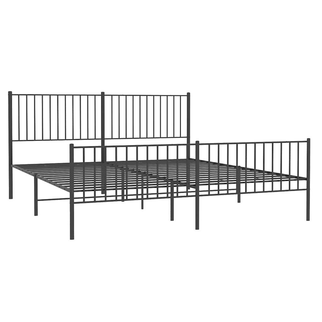 Cadre de lit métal sans matelas avec pied de lit noir 183x213cm - XIOS