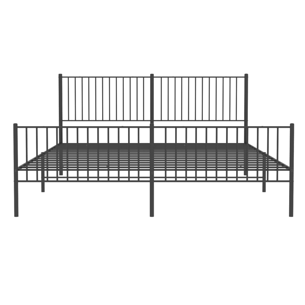 Cadre de lit métal sans matelas avec pied de lit noir 200x200cm - XIOS