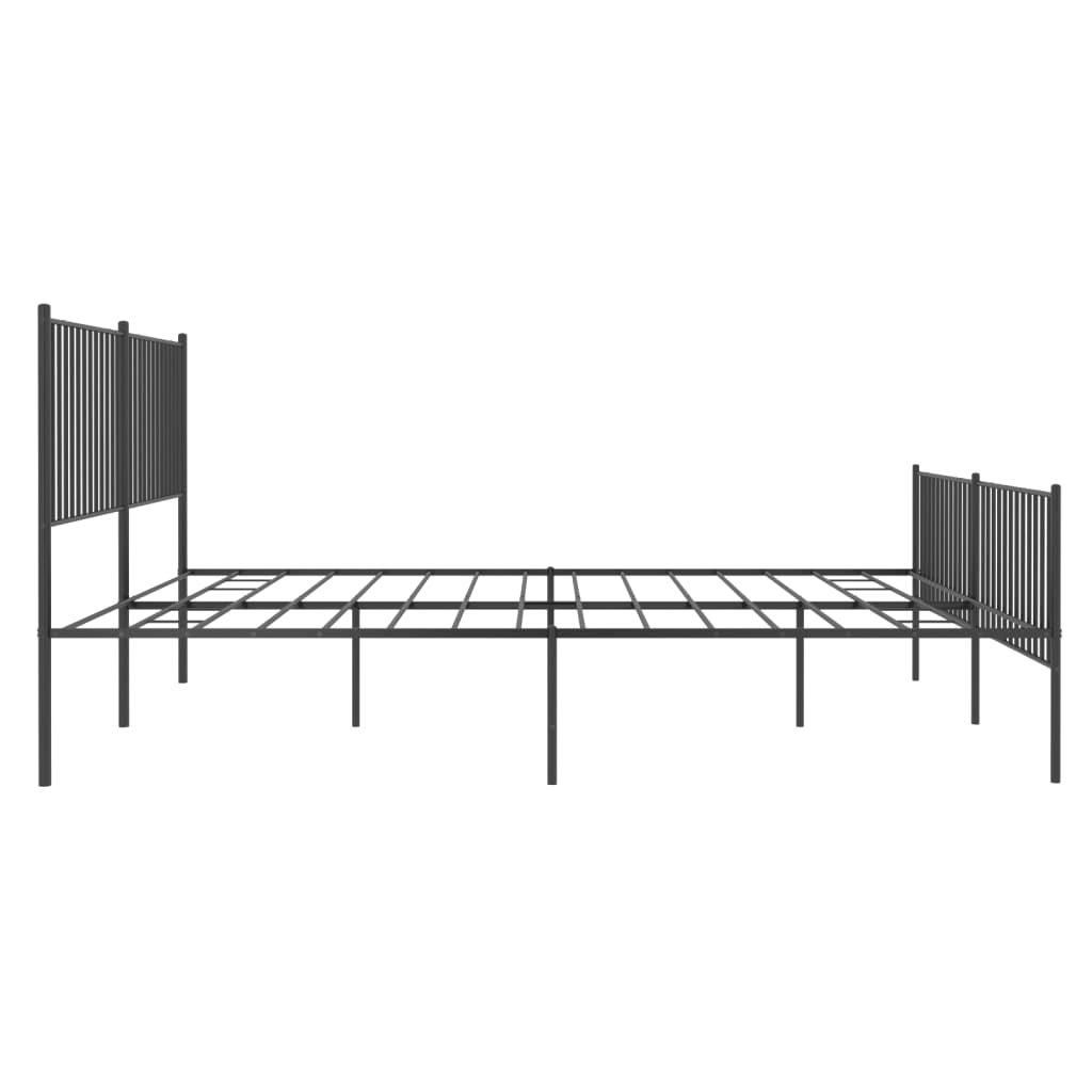Cadre de lit métal sans matelas avec pied de lit noir 200x200cm - XIOS