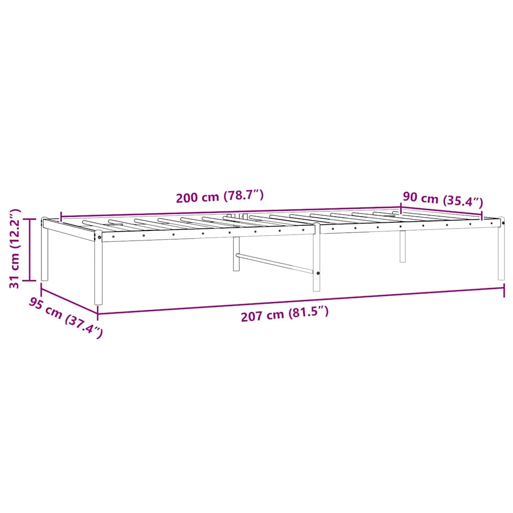 Cadre de lit métal sans matelas blanc 90x200 cm - XIOS