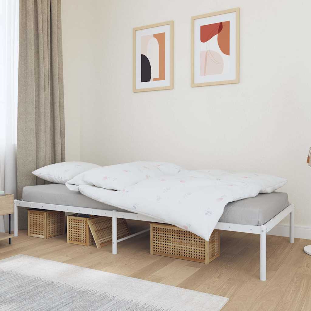 Cadre de lit métal sans matelas blanc 90x200 cm - XIOS