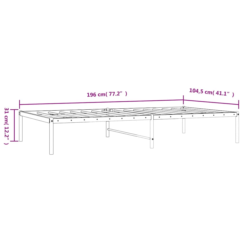 Cadre de lit métal sans matelas blanc 100x190 cm - XIOS