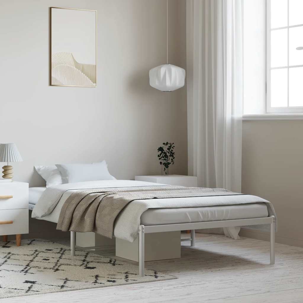 Cadre de lit métal sans matelas blanc 100x190 cm - XIOS