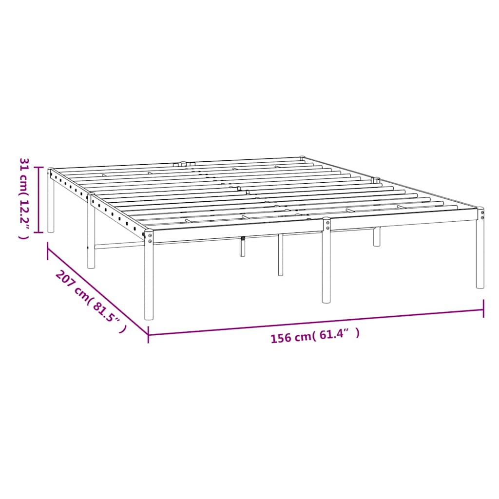 Cadre de lit métal sans matelas blanc 150x200 cm - XIOS