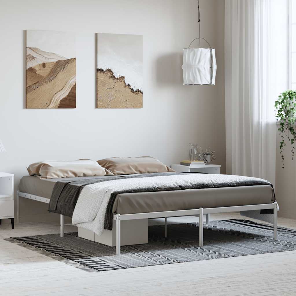 Cadre de lit métal sans matelas blanc 150x200 cm - XIOS