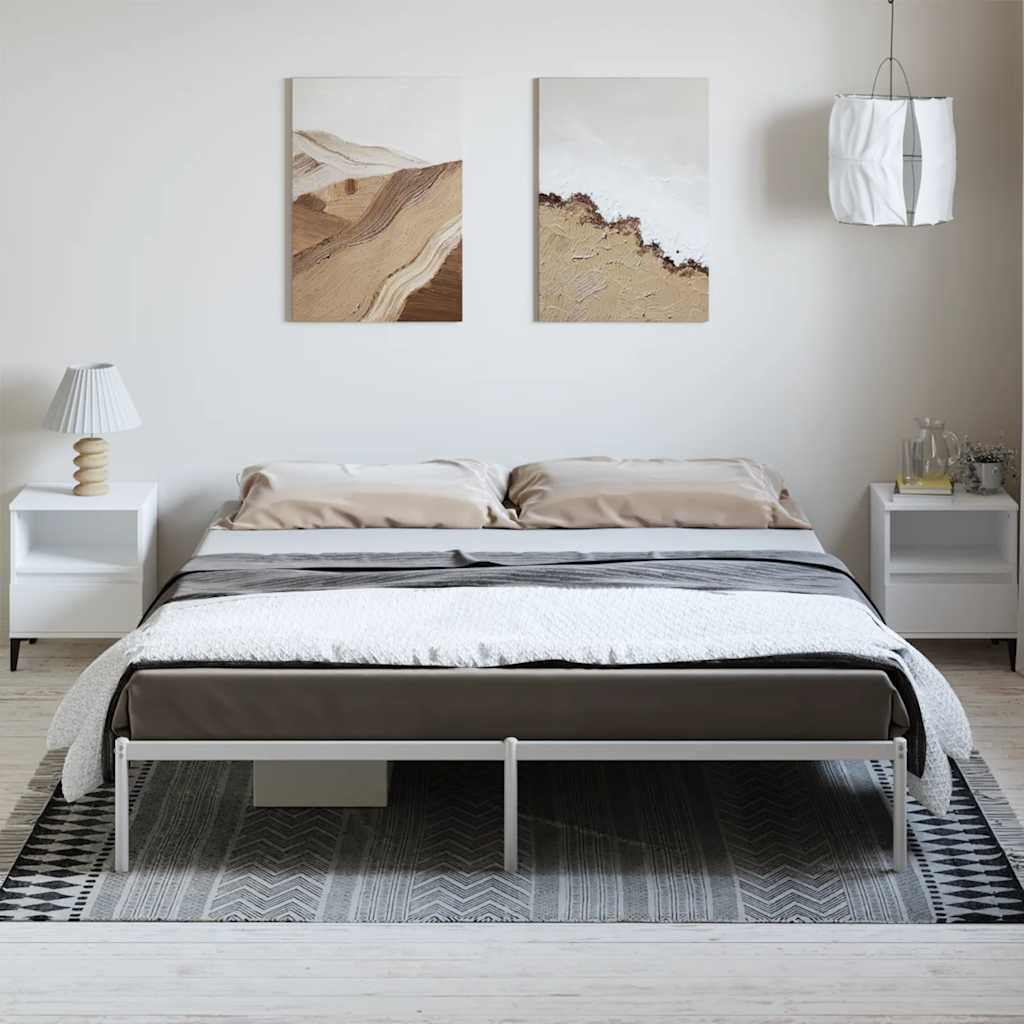 Cadre de lit métal sans matelas blanc 183x213 cm - XIOS
