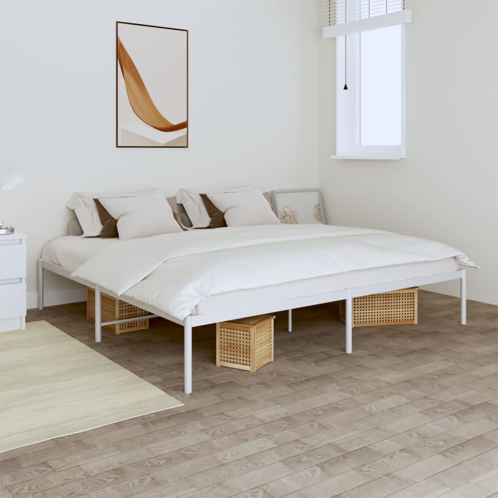 Cadre de lit métal sans matelas blanc 193x203 cm - XIOS