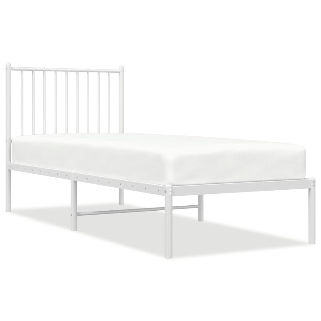 Cadre de lit métal sans matelas avec tête de lit blanc 75x190cm - XIOS