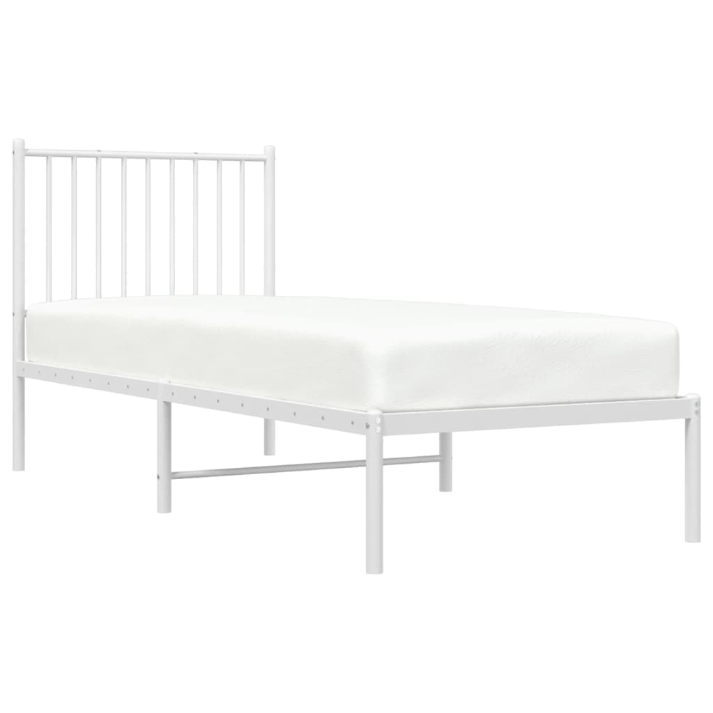 Cadre de lit métal sans matelas avec tête de lit blanc 75x190cm - XIOS