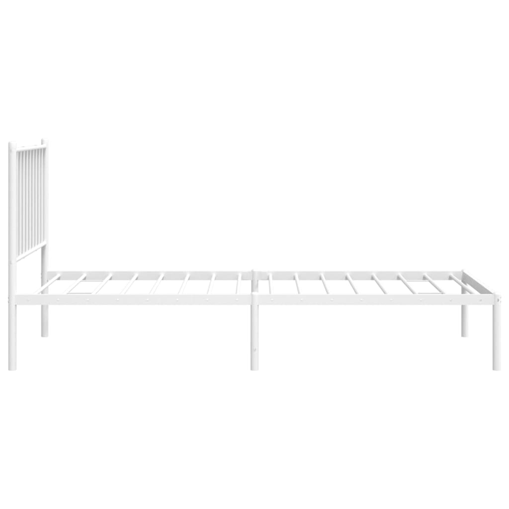 Cadre de lit métal sans matelas avec tête de lit blanc 75x190cm - XIOS