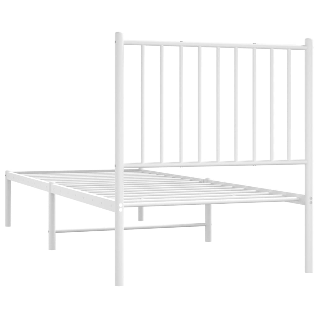 Cadre de lit métal sans matelas avec tête de lit blanc 75x190cm - XIOS