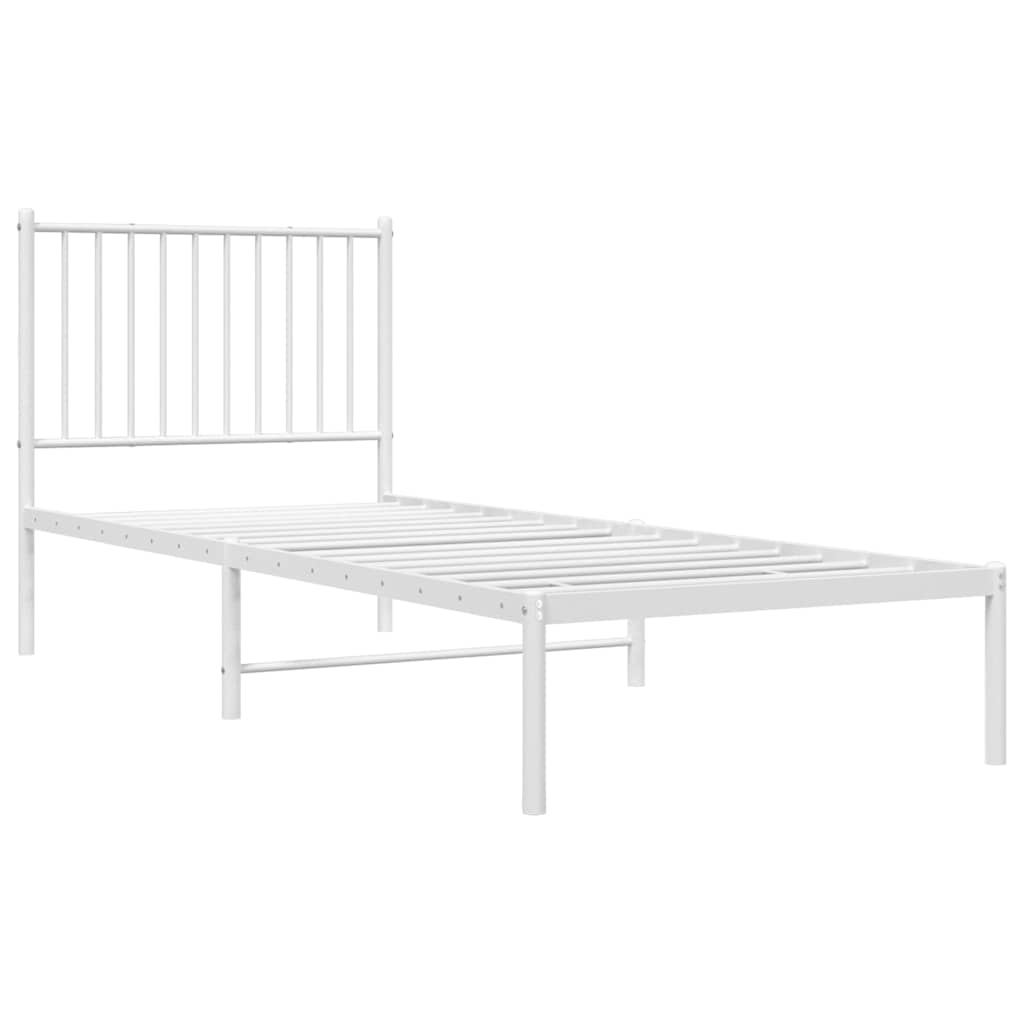 Cadre de lit métal sans matelas avec tête de lit blanc 80x200cm - XIOS