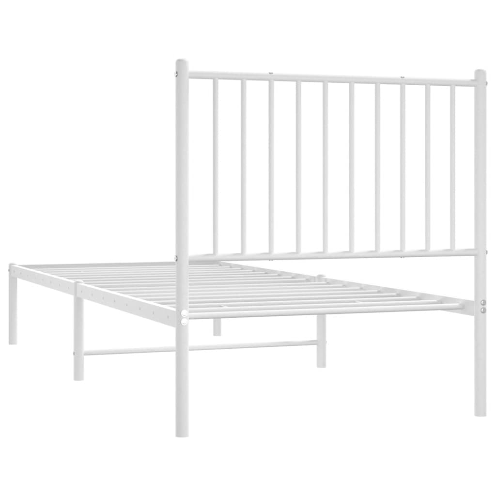 Cadre de lit métal sans matelas avec tête de lit blanc 80x200cm - XIOS