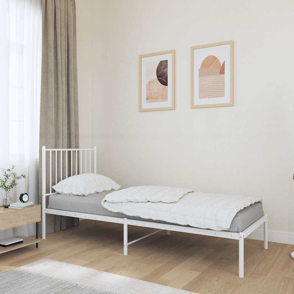Cadre de lit métal sans matelas avec tête de lit blanc 80x200cm - XIOS