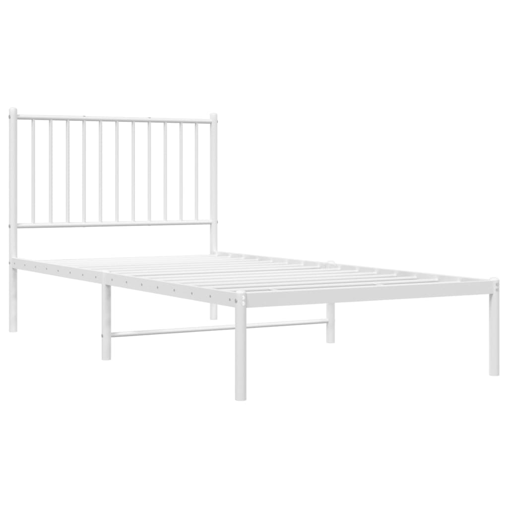 Cadre de lit métal sans matelas avec tête de lit blanc 90x190cm - XIOS