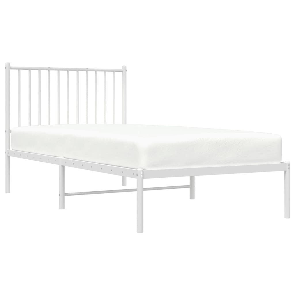 Cadre de lit métal sans matelas avec tête de lit blanc 90x190cm - XIOS