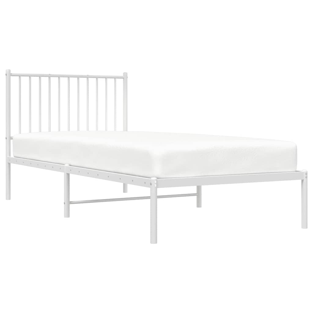 Cadre de lit métal sans matelas avec tête de lit blanc 90x200cm - XIOS