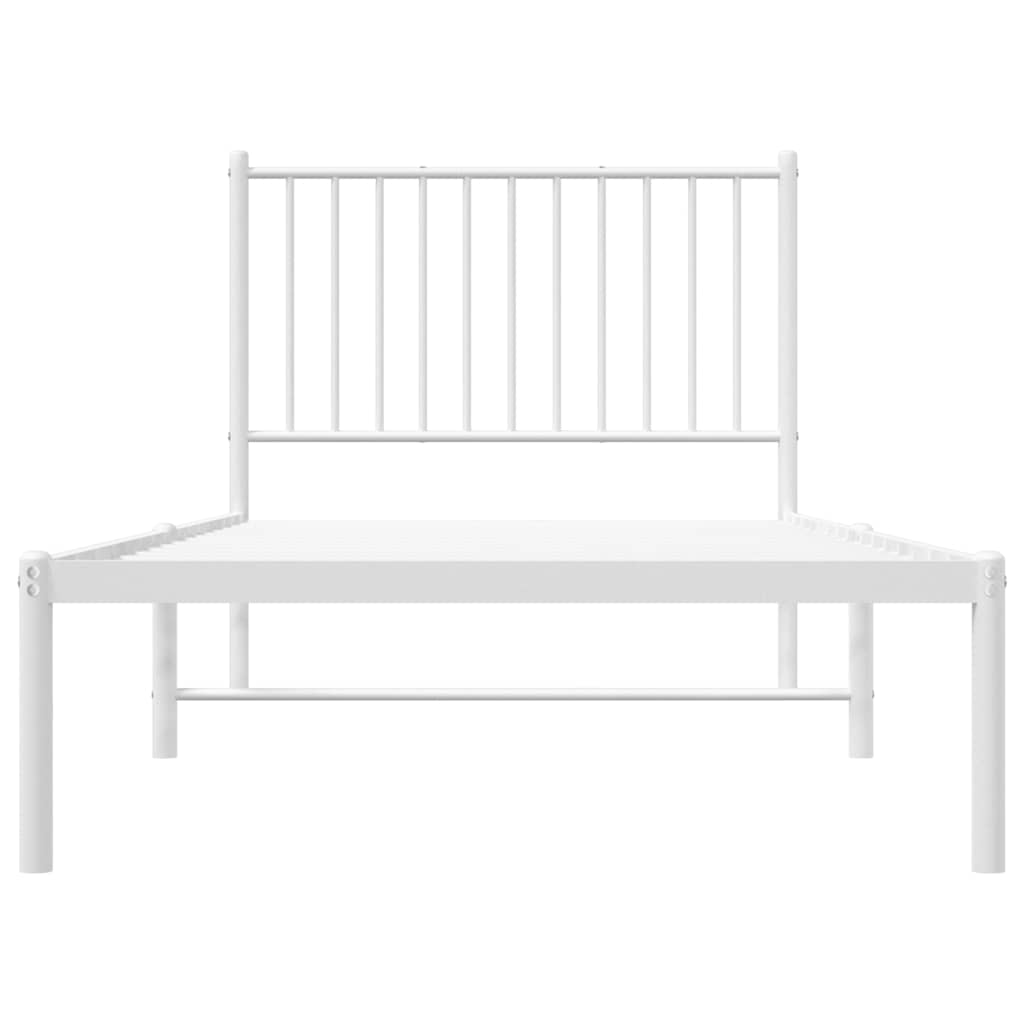 Cadre de lit métal sans matelas avec tête de lit blanc 90x200cm - XIOS