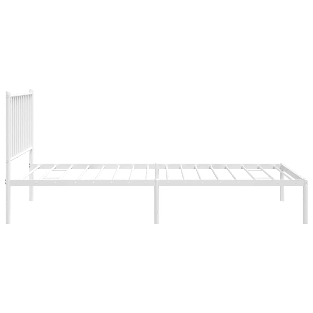 Cadre de lit métal sans matelas avec tête de lit blanc 90x200cm - XIOS
