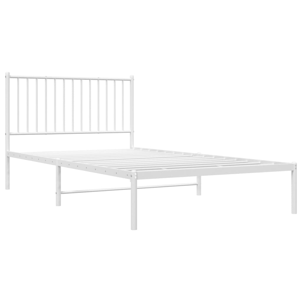 Cadre de lit métal sans matelas et tête de lit blanc 107x203 cm - XIOS