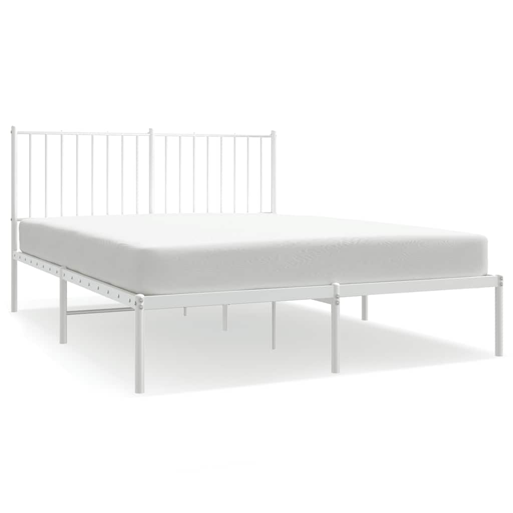 Cadre de lit métal sans matelas et tête de lit blanc 135x190 cm - XIOS