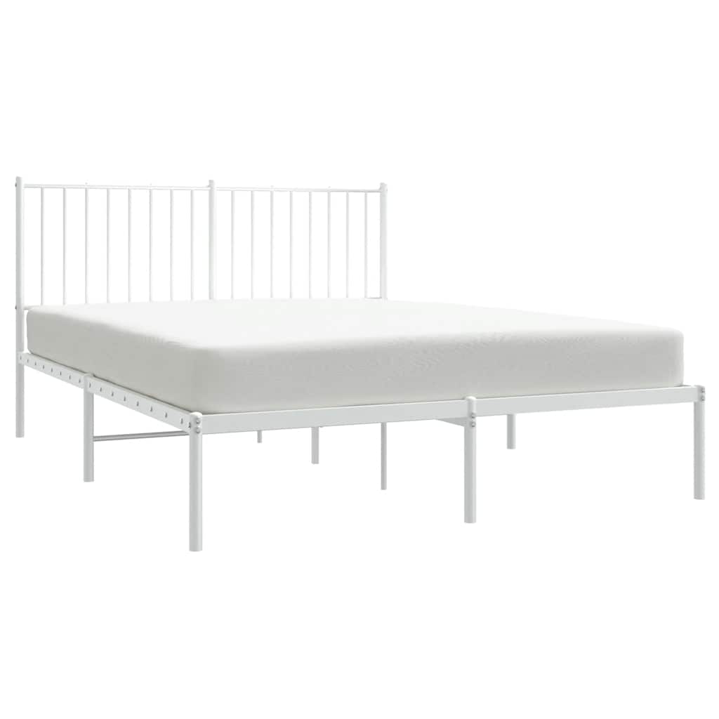 Cadre de lit métal sans matelas et tête de lit blanc 135x190 cm - XIOS