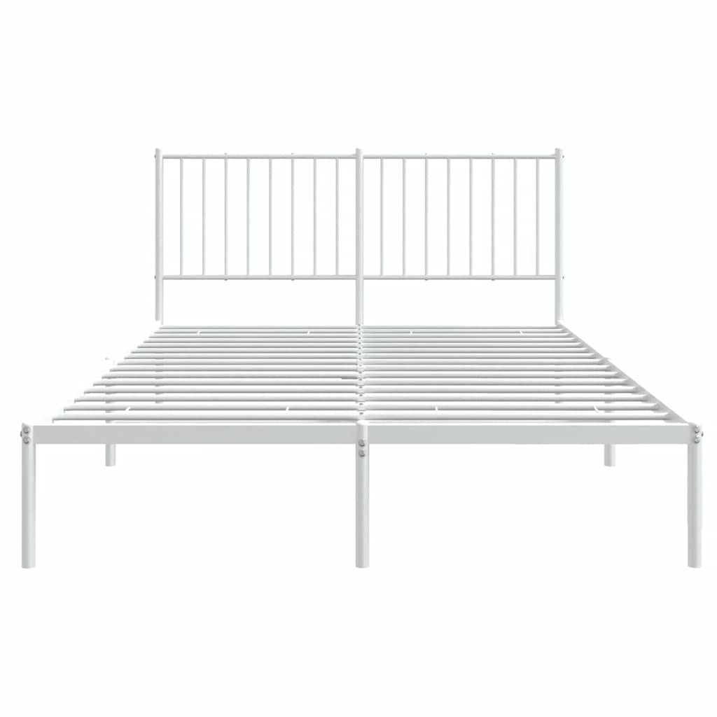 Cadre de lit métal sans matelas et tête de lit blanc 135x190 cm - XIOS
