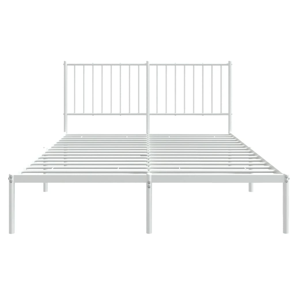 Cadre de lit métal sans matelas et tête de lit blanc 140x200 cm - XIOS