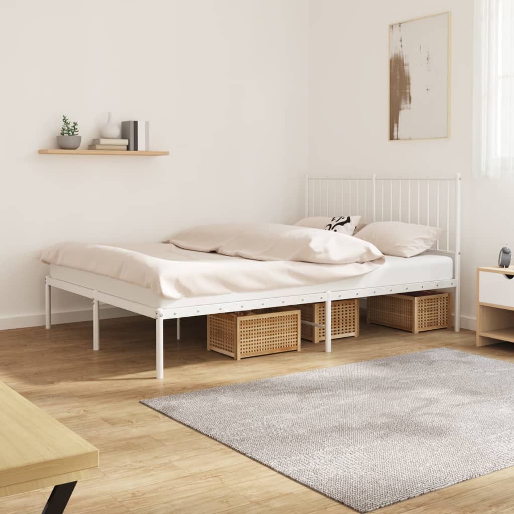 Cadre de lit métal sans matelas et tête de lit blanc 140x200 cm - XIOS