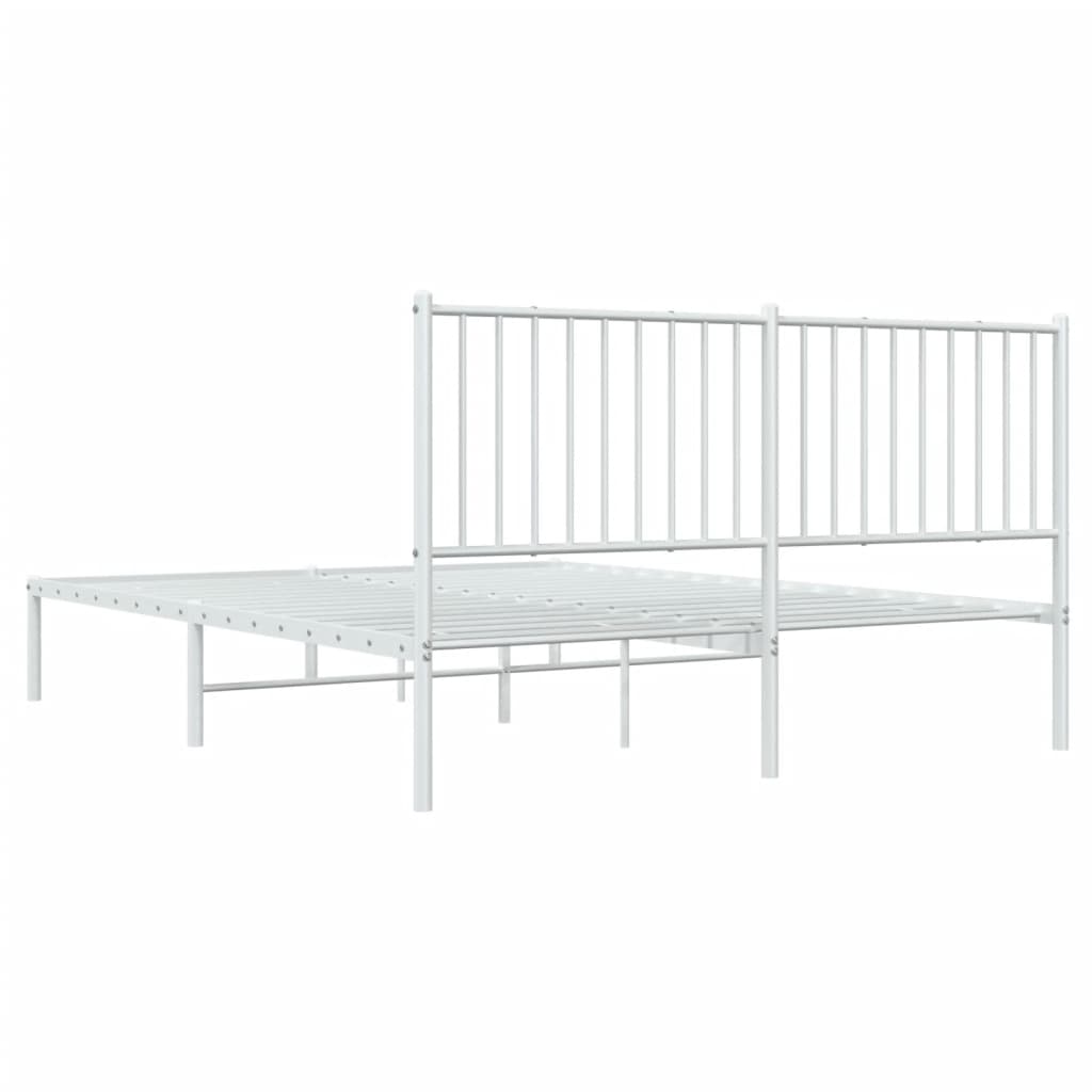Cadre de lit métal sans matelas et tête de lit blanc 160x200 cm - XIOS