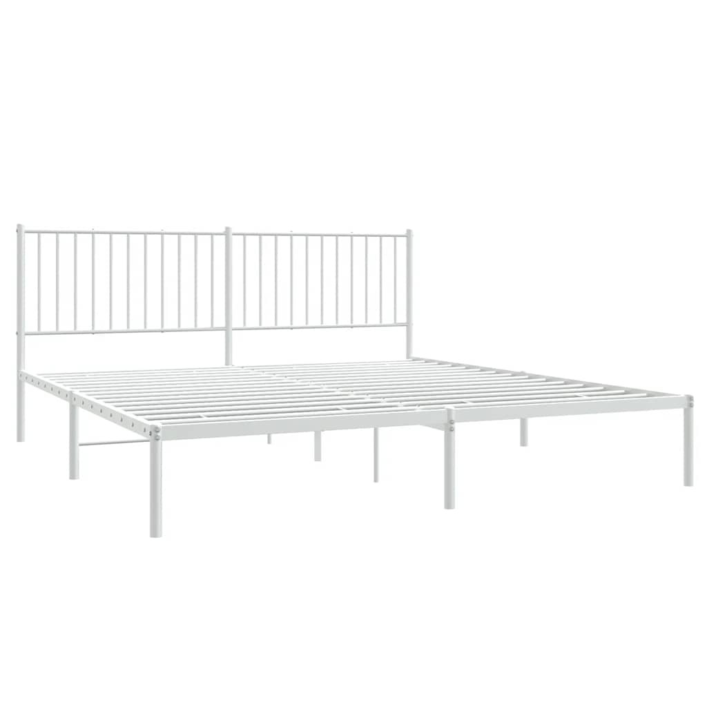 Cadre de lit métal sans matelas et tête de lit blanc 183x213 cm - XIOS