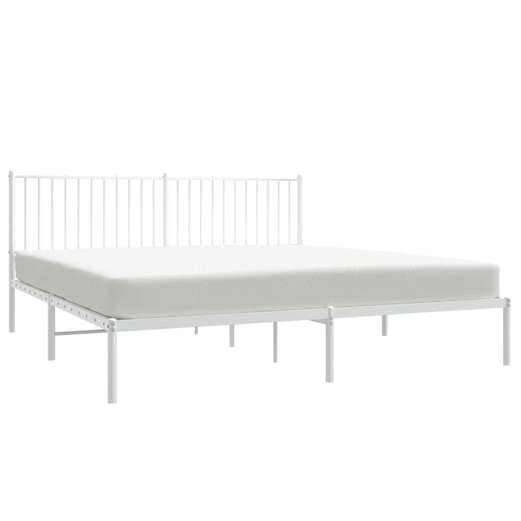 Cadre de lit métal sans matelas et tête de lit blanc 183x213 cm - XIOS